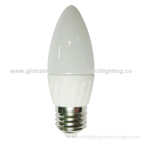 3W E27 C37 LED Candle Bulb with Nichia LED Chip, 220-260lm, 330-degree Beam AngleNew